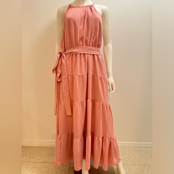 NWT Forever 21 Women’s Plus Woven Belted Sleeveless Maxi Dress Rose Size 2X - Picture 1 of 15